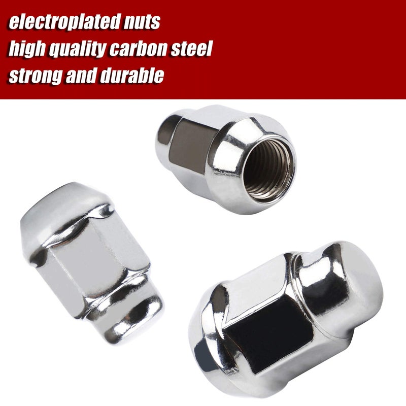 FLYCLE 20PCS 1.4 inch Chrome 1/2-20 Closed End Bulge Acorn Lug Nuts - Cone Seat - 19mm Hex Wheel Lug Nut for Bronco Cherokee Liberty Mustang Ranger Explorer YJ TJ KJ KK ZJ WJ WK XK MJ XJ Aftermarket Wheels - Image 4